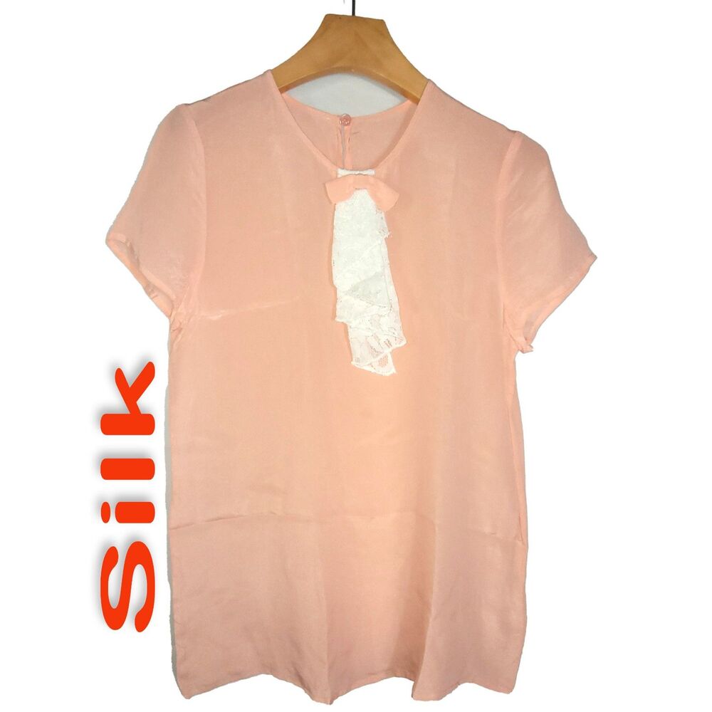 Women's 100% Silk Size S Short Sleeve Top T-Shirt SBC506